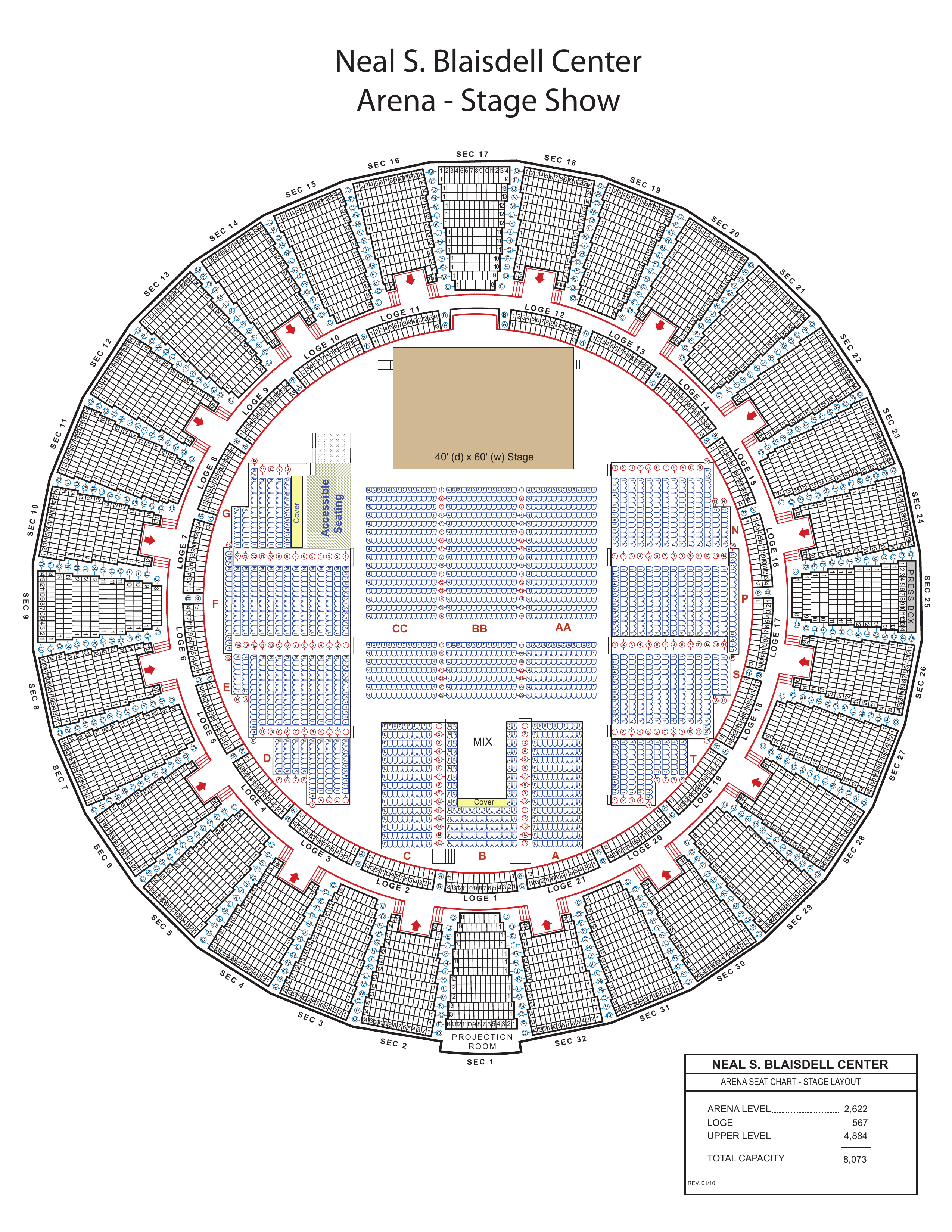 Neal S. Blaisdell Arena - Concert Stage Layout